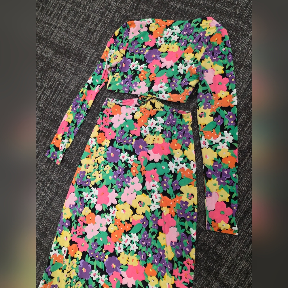 AFRM Floral Cutout Dress in Neon Garden, Size S - Picture 4 of 10